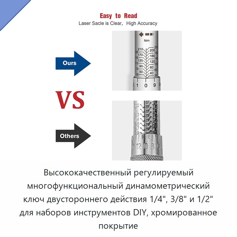 Высококачественный регулируемый многофункциональный двунаправленный динамометрический ключ 1/4, 3/8 и 1/2 дюйма с хромированным покрытием для наборов слесарного инструмента