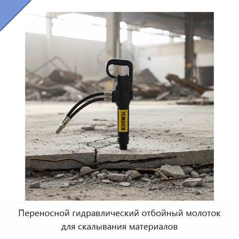 Переносной гидравлический отбойный молоток для скалывания материалов