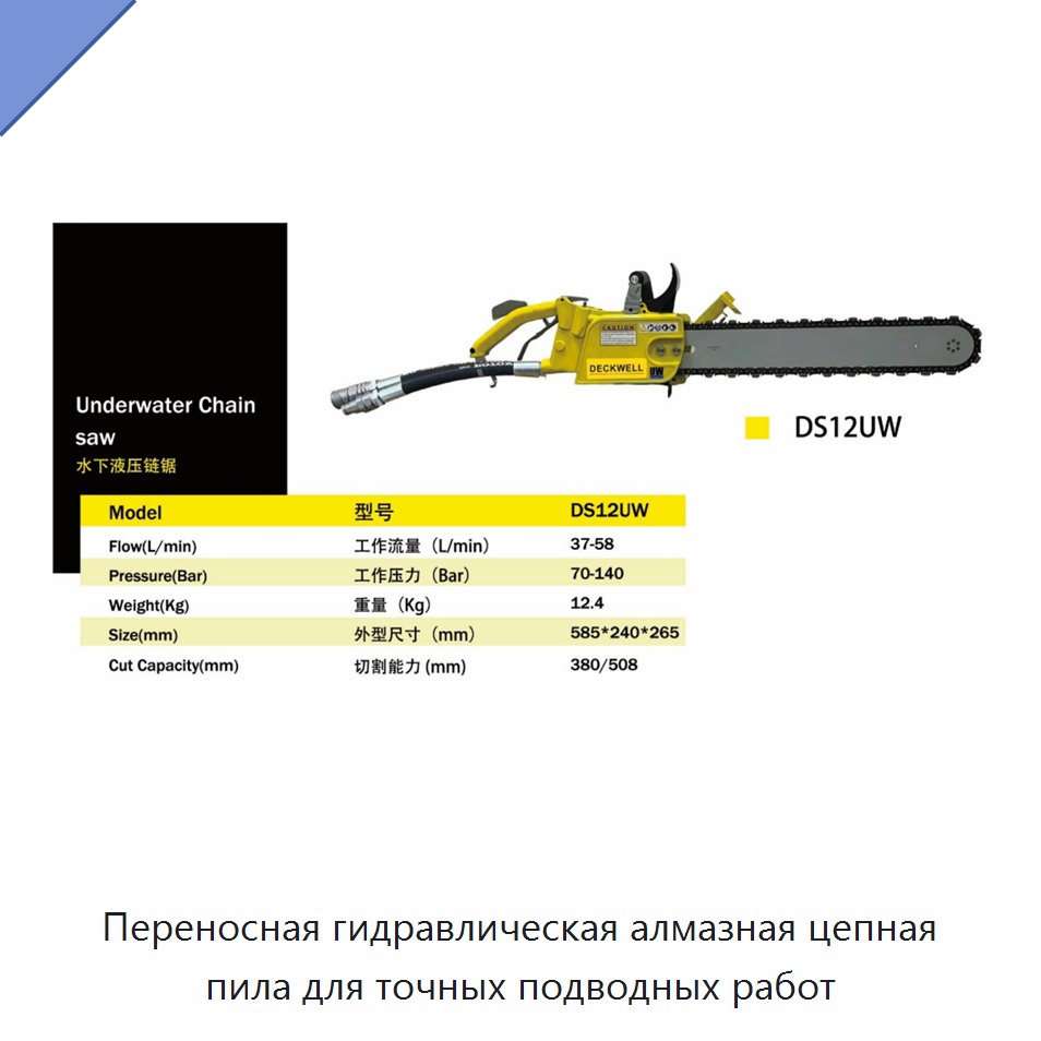 Переносная гидравлическая алмазная цепная пила для точных подводных работ