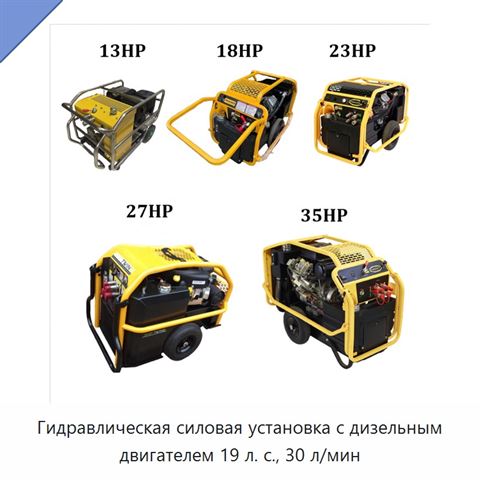 Гидравлическая силовая установка с дизельным двигателем 19 л. с., 30 л/мин