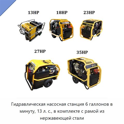 Гидравлическая насосная станция 6 галлонов в минуту, 13 л. с., в комплекте с рамой из нержавеющей стали