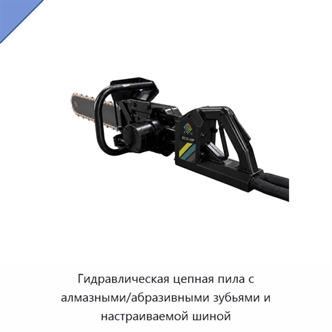 Гидравлическая цепная пила с алмазными/абразивными зубьями и настраиваемой шиной