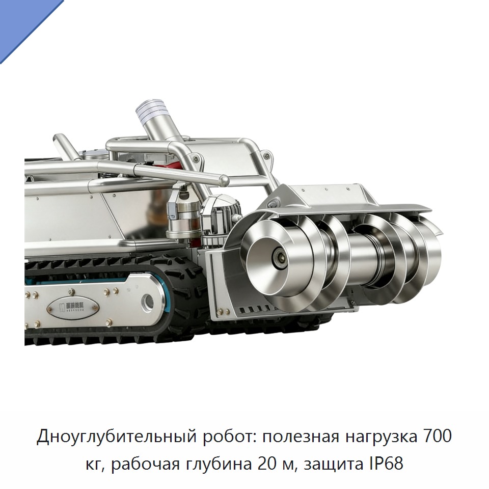 Дноуглубительный робот: полезная нагрузка 700 кг, рабочая глубина 20 м, защита IP68