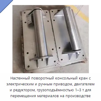 Настенный поворотный консольный кран с электрическим и ручным приводом, двигателем и редуктором, грузоподъёмностью 1–3 т для перемещения материалов на производстве
