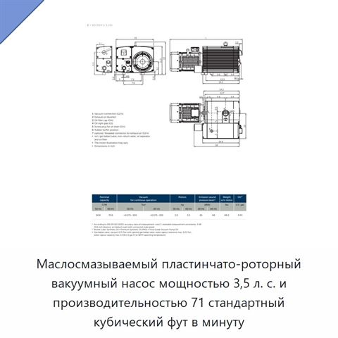 Маслосмазываемый пластинчато-роторный вакуумный насос мощностью 3,5 л. с. и производительностью 71 стандартный кубический фут в минуту