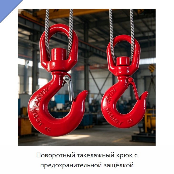 Поворотный такелажный крюк с предохранительной защёлкой