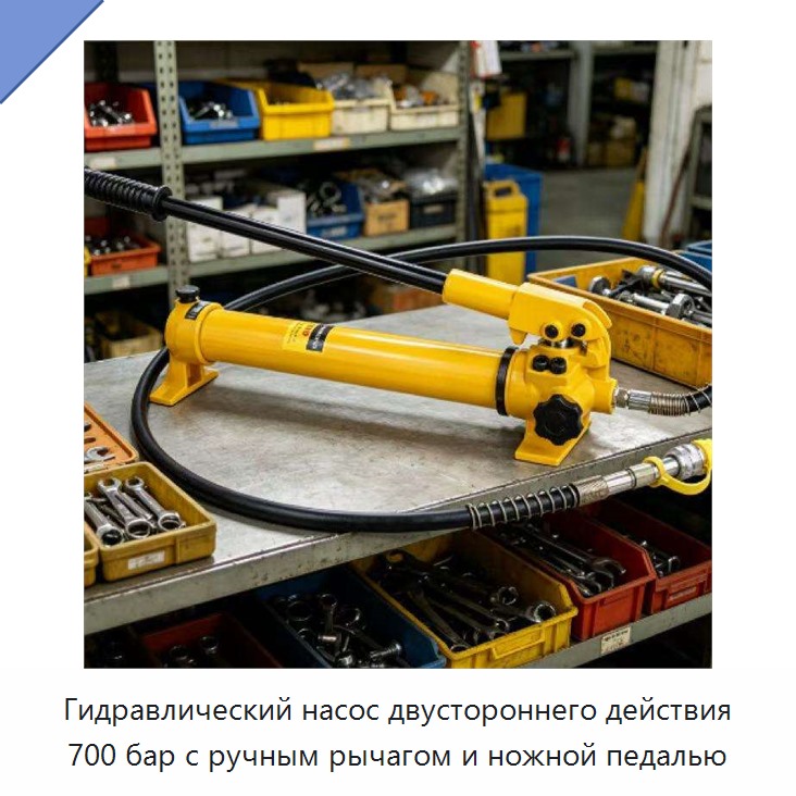 Гидравлический насос двустороннего действия 700 бар с ручным рычагом и ножной педалью