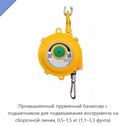 Промышленный пружинный балансир с подшипником для подвешивания инструмента на сборочной линии, 0,5–1,5 кг (1,1–3,3 фунта)