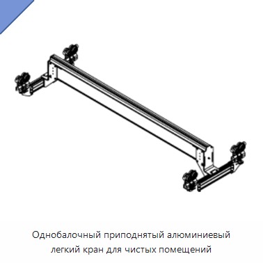 Однобалочный приподнятый алюминиевый легкий кран для чистых помещений