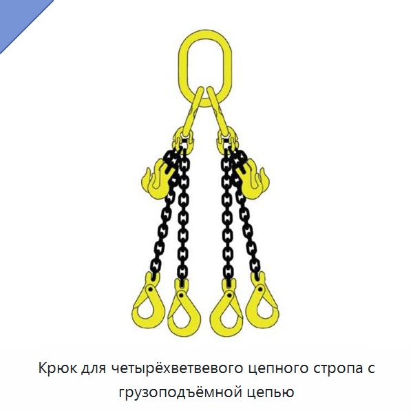 Крюк для четырёхветвевого цепного стропа с грузоподъёмной цепью — Цепи