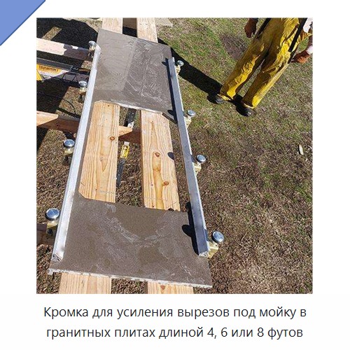 Кромка для усиления вырезов под мойку в гранитных плитах длиной 4, 6 или 8 футов