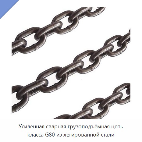 Усиленная сварная грузоподъёмная цепь класса G80 из легированной стали