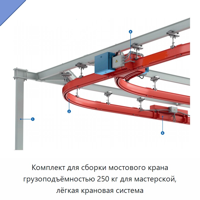 Комплект для сборки мостового крана грузоподъёмностью 250 кг для мастерской, лёгкая крановая система