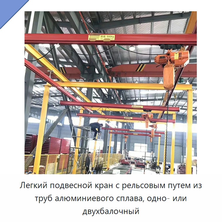 Легкий подвесной кран с рельсовым путем из труб алюминиевого сплава, одно- или двухбалочный