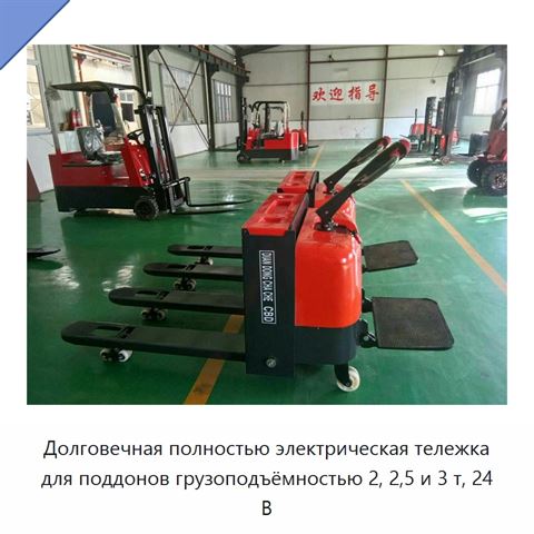 Долговечная полностью электрическая тележка для поддонов грузоподъёмностью 2, 2,5 и 3 т, 24 В