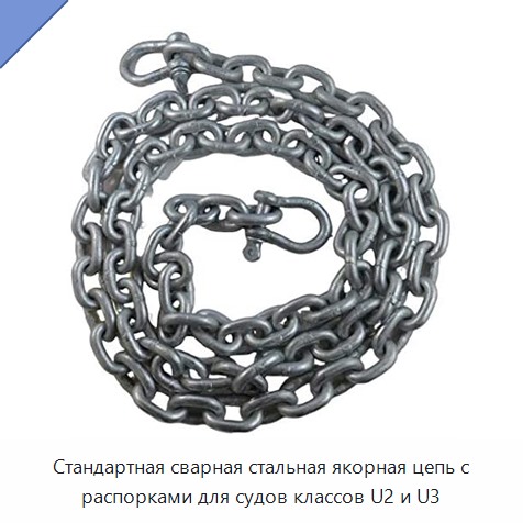 Стандартная сварная стальная якорная цепь с распорками для судов классов U2 и U3