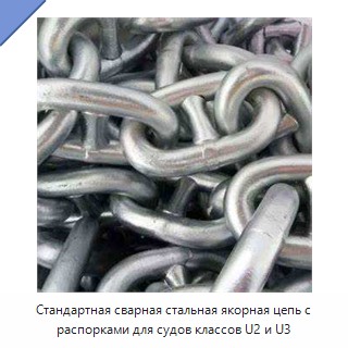 Стандартная сварная стальная якорная цепь с распорками для судов классов U2 и U3