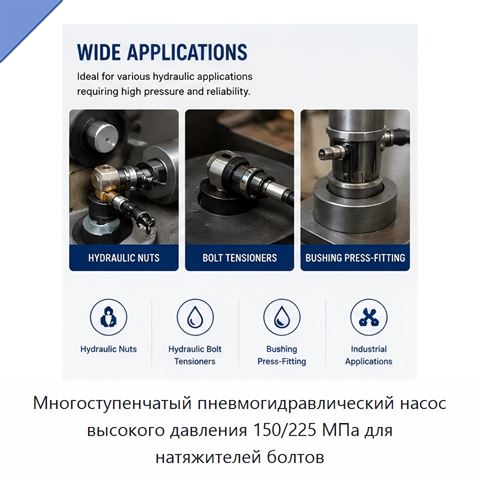 Многоступенчатый пневмогидравлический насос высокого давления 150/225 МПа для натяжителей болтов