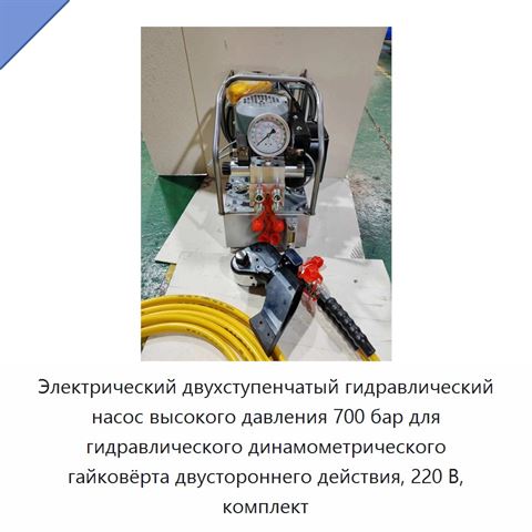 Электрический двухступенчатый гидравлический насос высокого давления 700 бар для гидравлического динамометрического гайковёрта двустороннего действия, 220 В, комплект