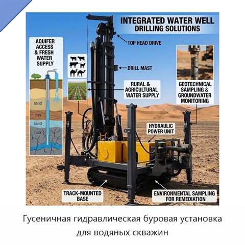 Гусеничная гидравлическая буровая установка для водяных скважин
