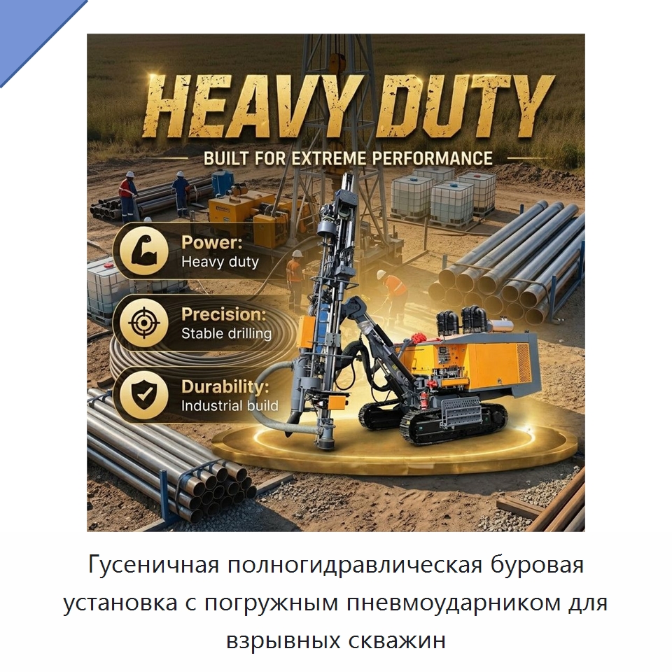 Гусеничная полногидравлическая буровая установка с погружным пневмоударником для взрывных скважин — Горнодобывающее оборудование