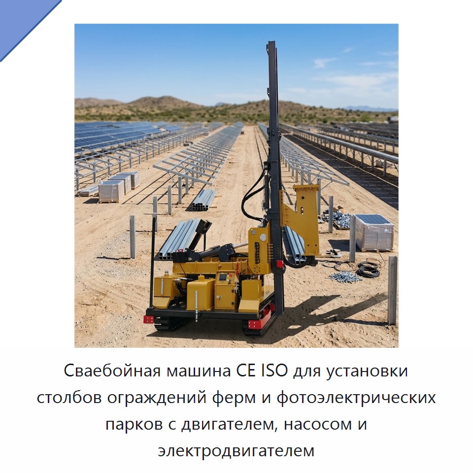 Сваебойная машина CE ISO для установки столбов ограждений ферм и фотоэлектрических парков с двигателем, насосом и электродвигателем — Сваебойные установки