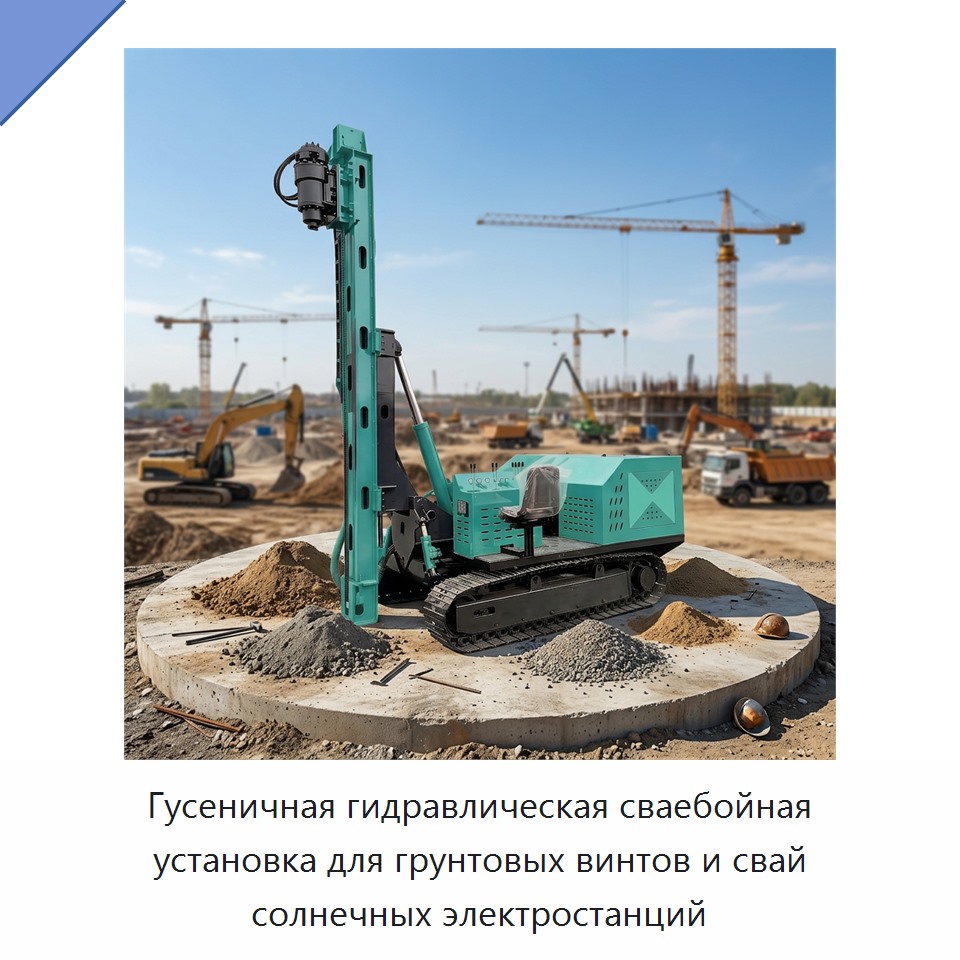Гусеничная гидравлическая сваебойная установка для грунтовых винтов и свай солнечных электростанций — Сваебойные установки