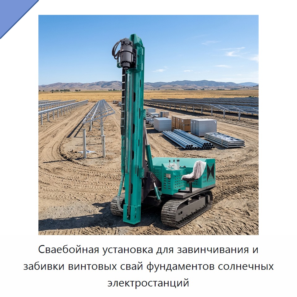 Сваебойная установка для завинчивания и забивки винтовых свай фундаментов солнечных электростанций — Сваебойные установки