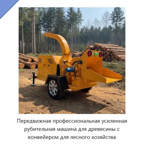 Передвижная профессиональная усиленная рубительная машина для древесины с конвейером для лесного хозяйства