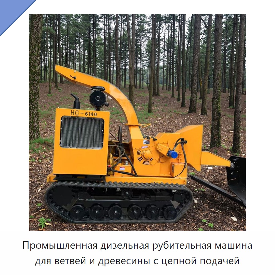 Промышленная дизельная рубительная машина для ветвей и древесины с цепной подачей — Прочее оборудование для производства строительных материалов