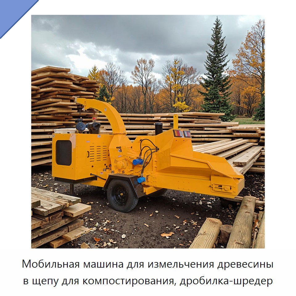 Мобильная машина для измельчения древесины в щепу для компостирования, дробилка-шредер — Прочее оборудование для производства строительных материалов