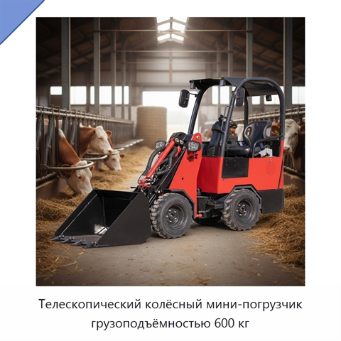 Телескопический колёсный мини-погрузчик грузоподъёмностью 600 кг