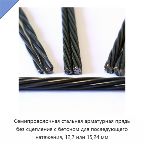 Семипроволочная стальная арматурная прядь без сцепления с бетоном для последующего натяжения, 12,7 или 15,24 мм
