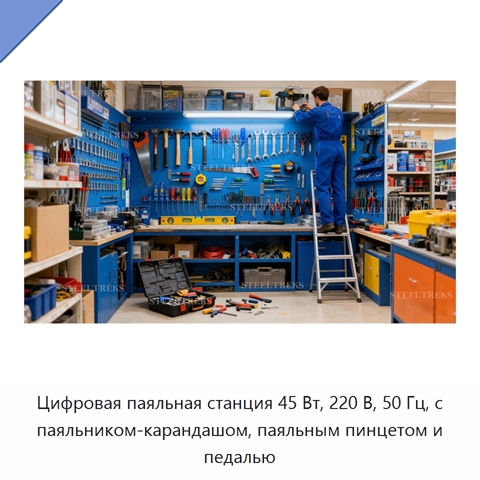 Цифровая паяльная станция 45 Вт, 220 В, 50 Гц, с паяльником-карандашом, паяльным пинцетом и педалью