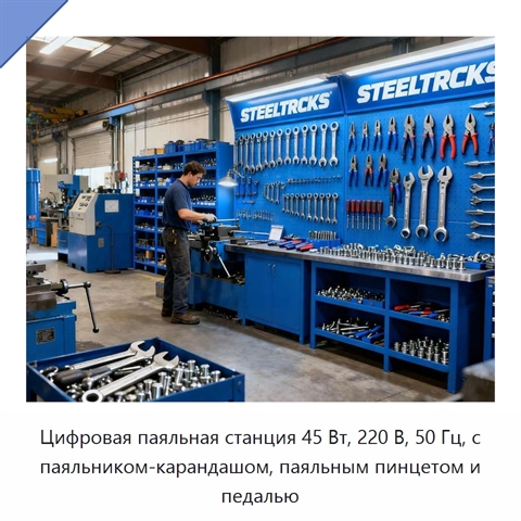 Цифровая паяльная станция 45 Вт, 220 В, 50 Гц, с паяльником-карандашом, паяльным пинцетом и педалью