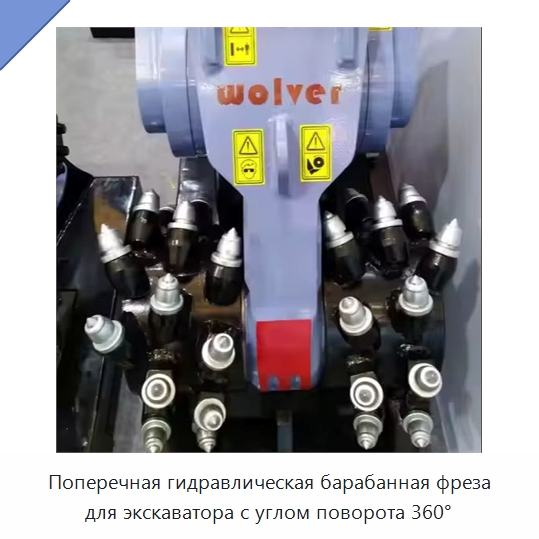 Поперечная гидравлическая барабанная фреза для экскаватора с углом поворота 360° — Запчасти для строительной техники