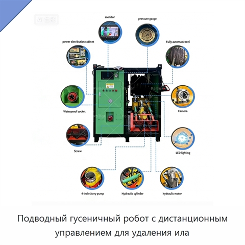 Подводный гусеничный робот с дистанционным управлением для удаления ила
