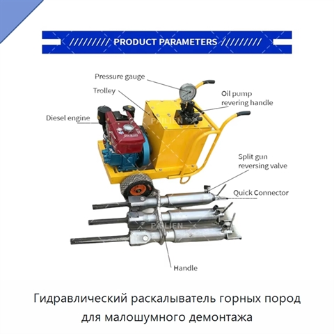 Гидравлический раскалыватель горных пород для малошумного демонтажа