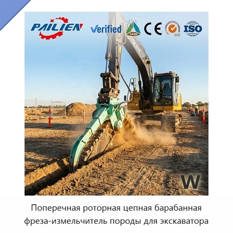 Поперечная роторная цепная барабанная фреза-измельчитель породы для экскаватора