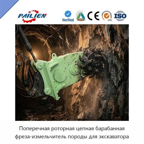 Поперечная роторная цепная барабанная фреза-измельчитель породы для экскаватора