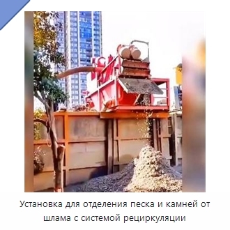 Установка для отделения песка и камней от шлама с системой рециркуляции