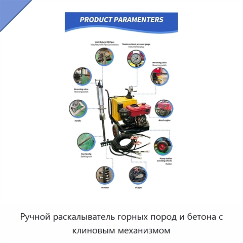 Ручной раскалыватель горных пород и бетона с клиновым механизмом