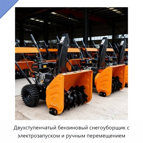Двухступенчатый бензиновый снегоуборщик с электрозапуском и ручным перемещением