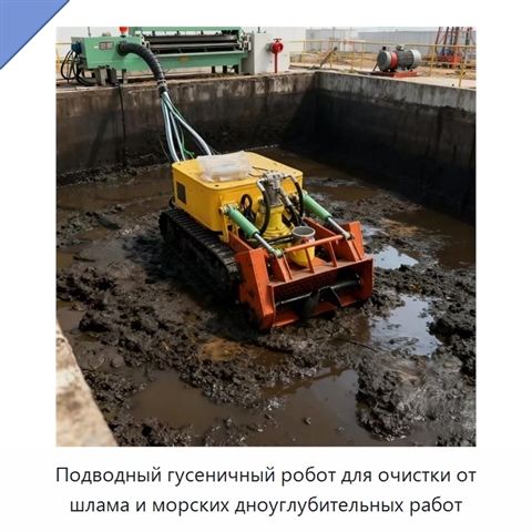 Подводный гусеничный робот для очистки от шлама и морских дноуглубительных работ