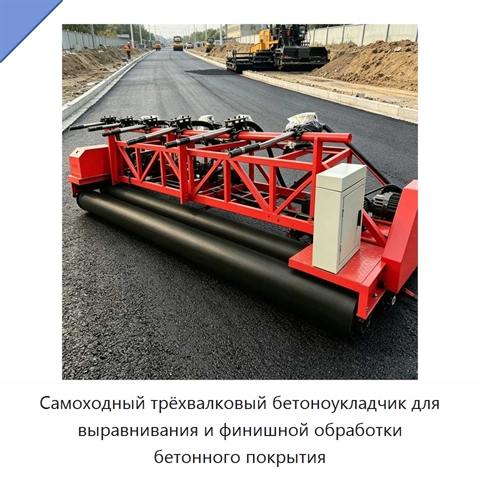 Самоходный трёхвалковый бетоноукладчик для выравнивания и финишной обработки бетонного покрытия