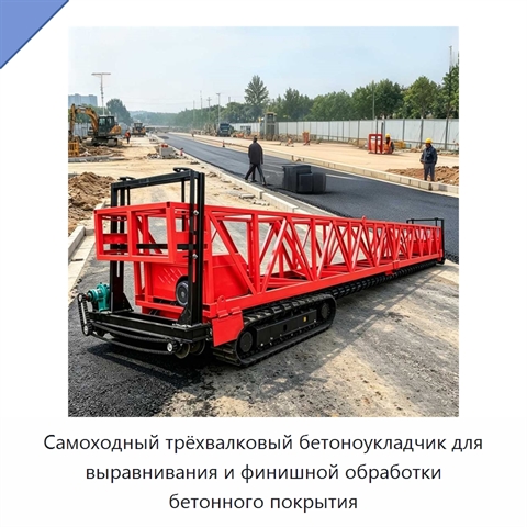 Самоходный трёхвалковый бетоноукладчик для выравнивания и финишной обработки бетонного покрытия