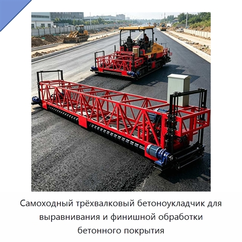 Самоходный трёхвалковый бетоноукладчик для выравнивания и финишной обработки бетонного покрытия