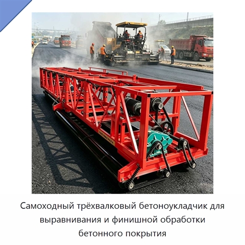 Самоходный трёхвалковый бетоноукладчик для выравнивания и финишной обработки бетонного покрытия