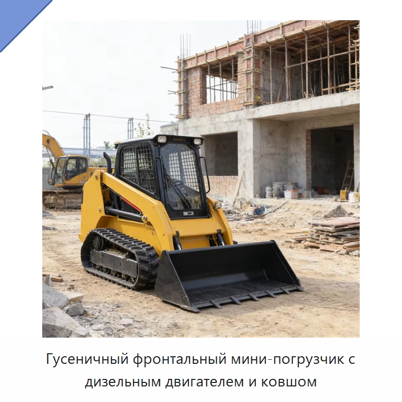 Гусеничный фронтальный мини-погрузчик с дизельным двигателем и ковшом — Землеройная техника