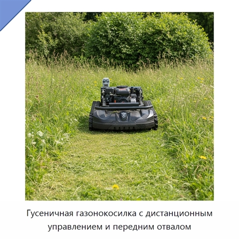 Гусеничная газонокосилка с дистанционным управлением и передним отвалом